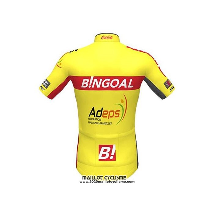 2020 Maillot Ciclismo Wallonie Bruxelles Jaune Rouge Manches Courtes et Cuissard